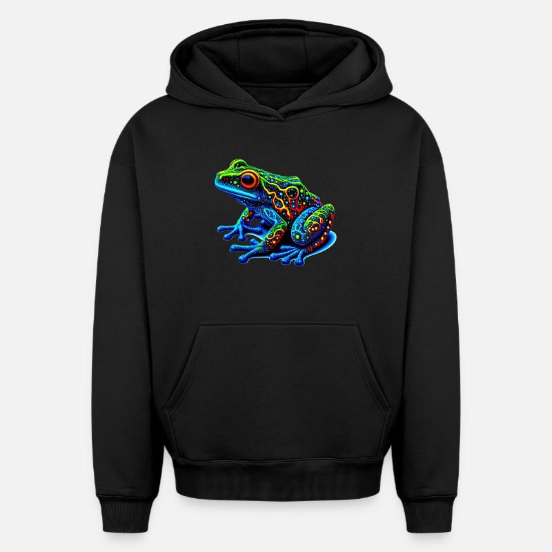 Grenouille - Sweat à capuche unisexe oversize épais SPREAD - noir