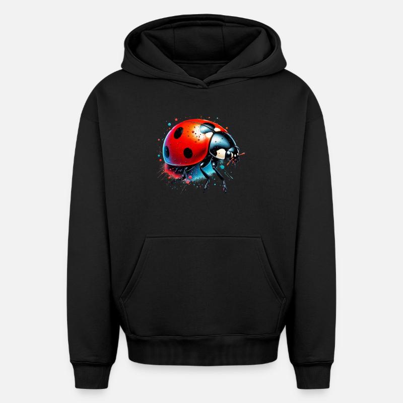 Coccinelle - Sweat à capuche unisexe oversize épais SPREAD - noir