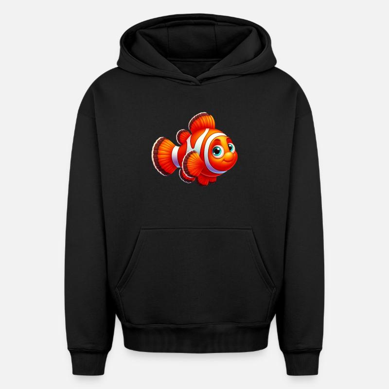 Poisson-clown - Sweat à capuche unisexe oversize épais SPREAD - noir