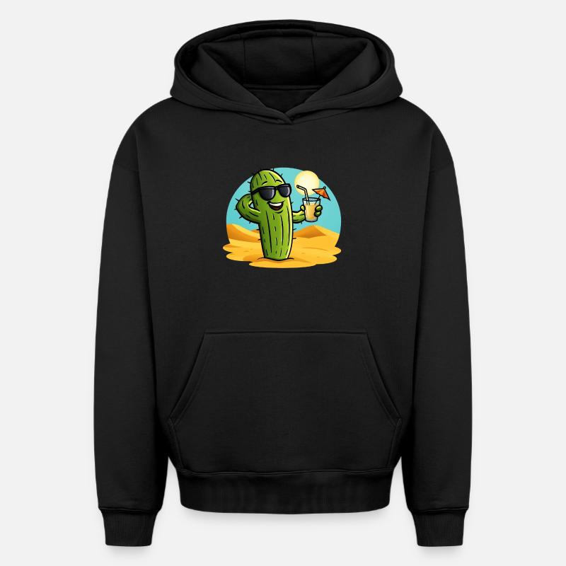Cactus d’été - Sweat à capuche unisexe oversize épais SPREAD - noir