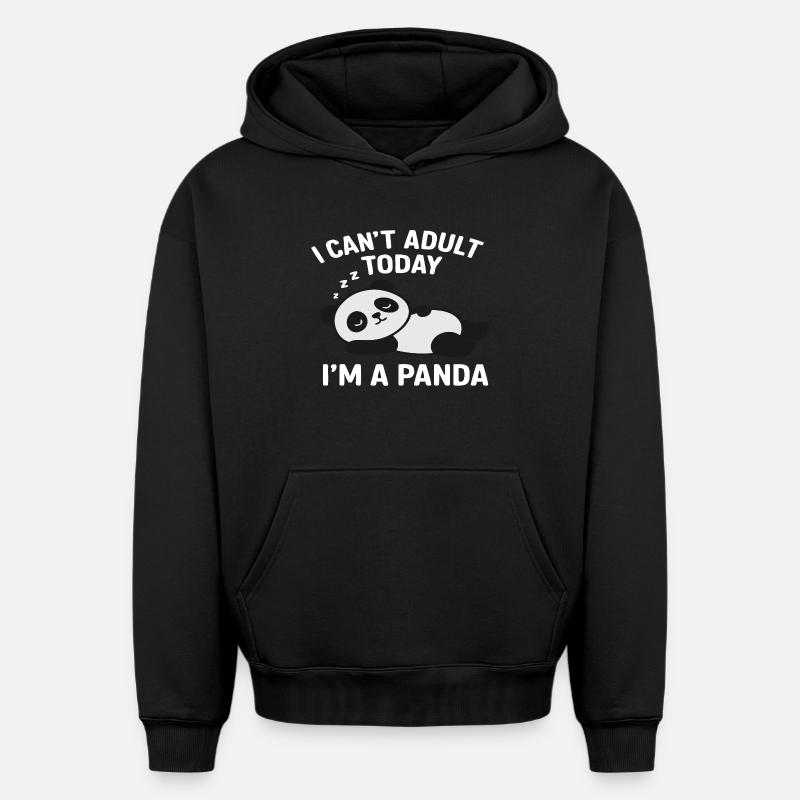 Panda - Sweat à capuche unisexe oversize épais SPREAD - noir