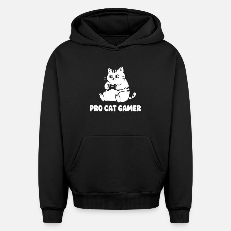 Pro Cat Gamer - Sweat à capuche unisexe oversize épais SPREAD - noir