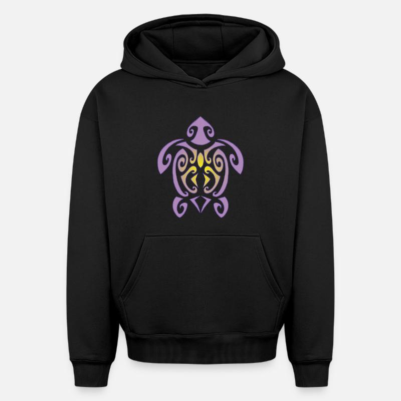 Tortue de Polynésie - Sweat à capuche unisexe oversize épais SPREAD - noir