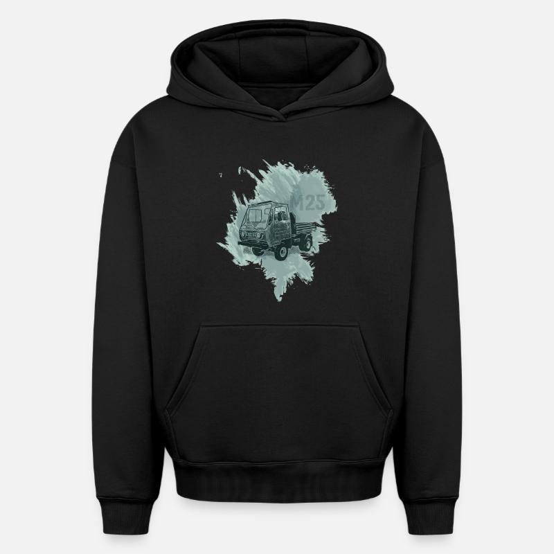 M25 Multicar - Sweat à capuche unisexe oversize épais SPREAD - noir