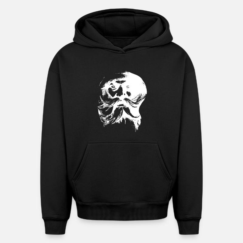 Visage rétro du Père Noël - Sweat à capuche unisexe oversize épais SPREAD - noir