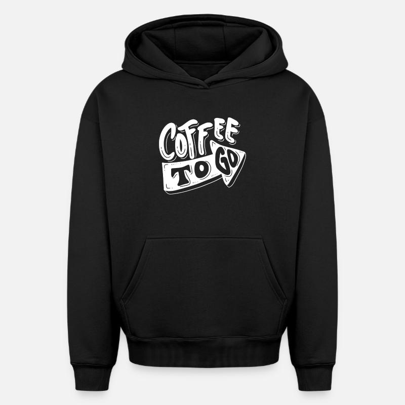 café, j'aime le café, pause café - Sweat à capuche unisexe oversize épais SPREAD - noir