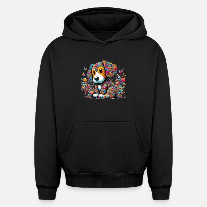 Chien - Sweat à capuche unisexe oversize épais SPREAD - noir