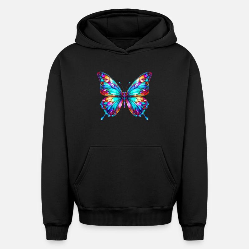 Papillon - Sweat à capuche unisexe oversize épais SPREAD - noir