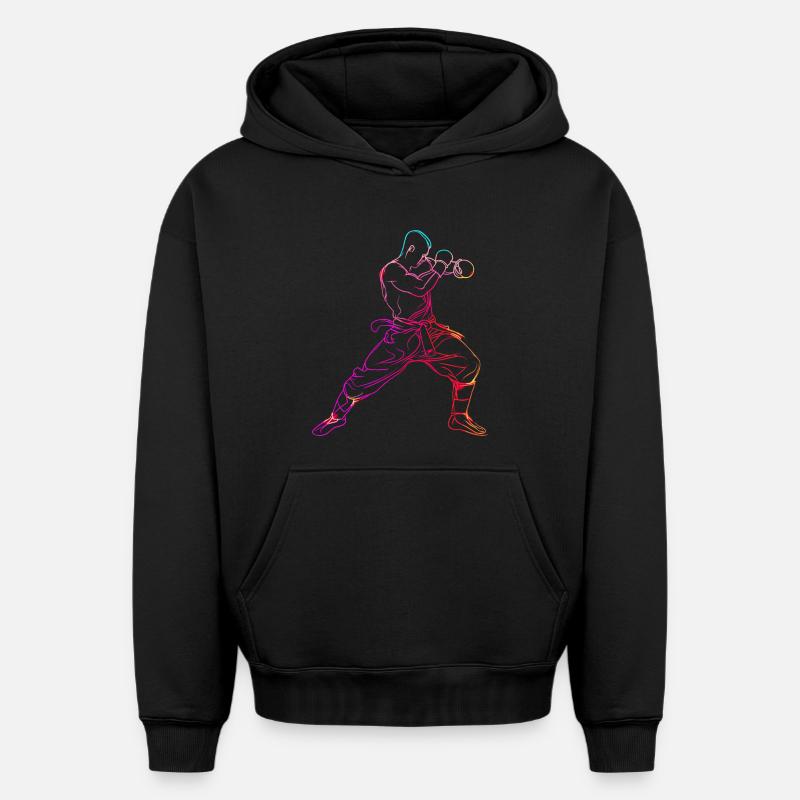 Kickboxeur à l’ancienne - Sweat à capuche unisexe oversize épais SPREAD - noir