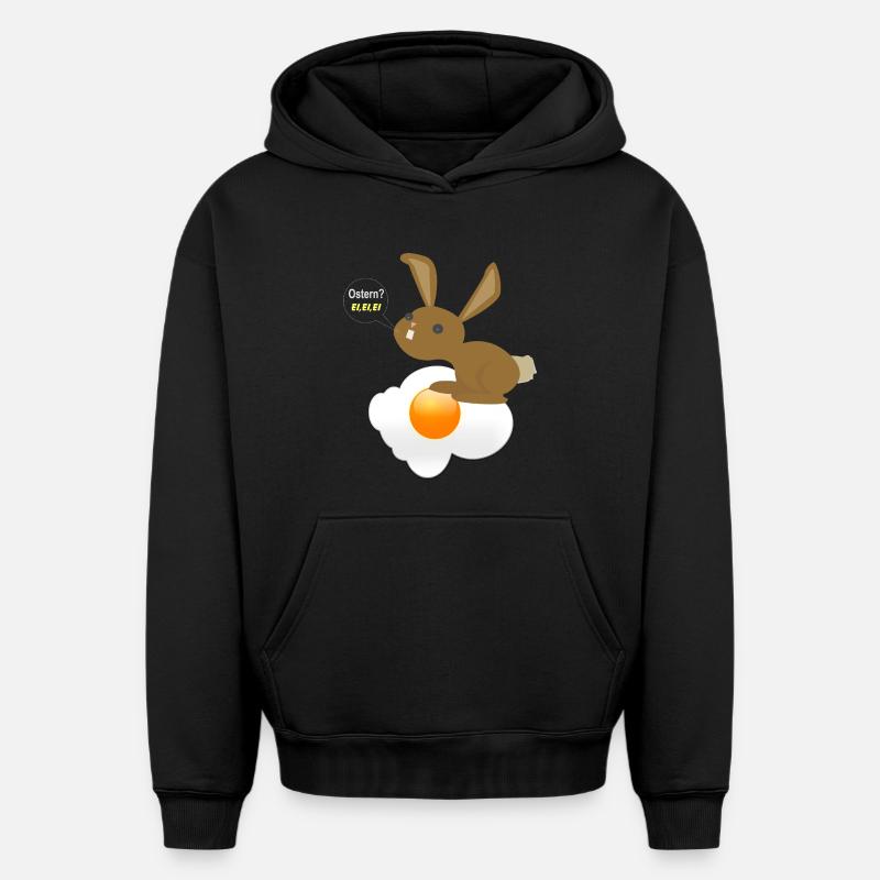 Bunny Easter Egg Egg Egg - Oversized Heavyweight Unisex Hoodie - black