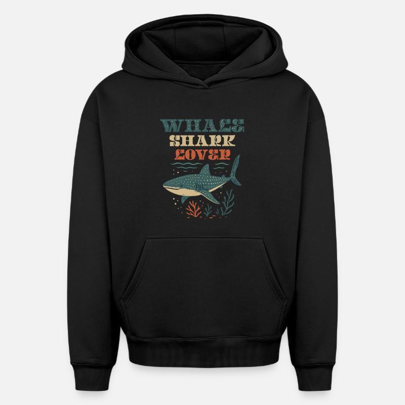 Whale Shark Lover - Sweat à capuche unisexe oversize épais SPREAD - noir