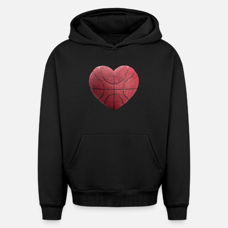Coeur de basket-ball - Sweat à capuche unisexe oversize épais SPREAD - noir