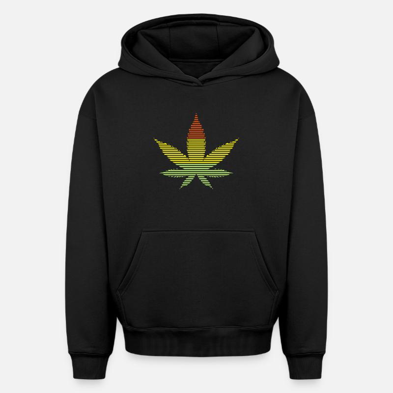 feuille de cannabis - Sweat à capuche unisexe oversize épais SPREAD - noir