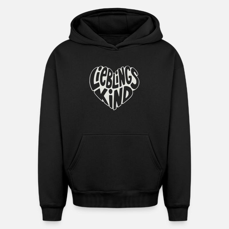 Cœur d’enfant préféré design rétro - Sweat à capuche unisexe oversize épais SPREAD - noir