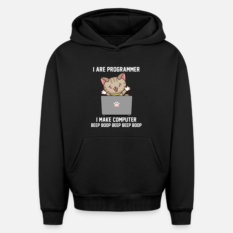 Programmeur - Sweat à capuche unisexe oversize épais SPREAD - noir