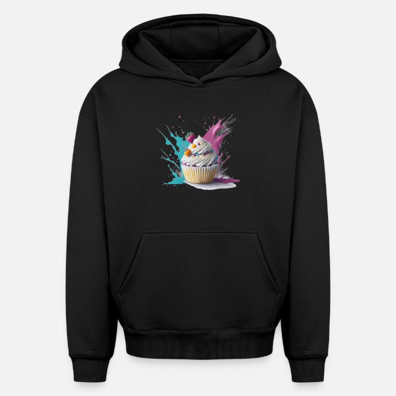 Cupcake sucré - Sweat à capuche unisexe oversize épais SPREAD - noir