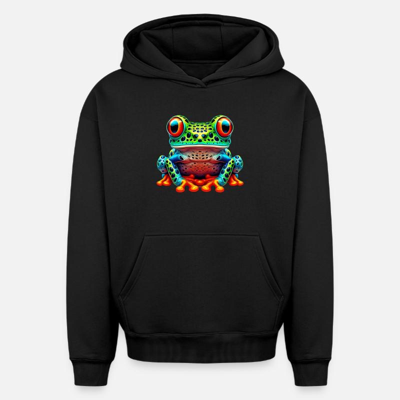 Grenouille - Sweat à capuche unisexe oversize épais SPREAD - noir