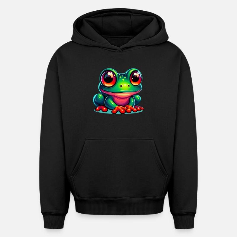 Grenouille - Sweat à capuche unisexe oversize épais SPREAD - noir