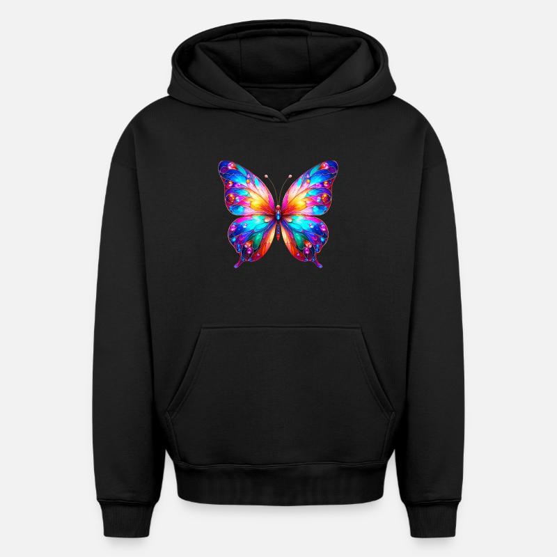 Papillon - Sweat à capuche unisexe oversize épais SPREAD - noir