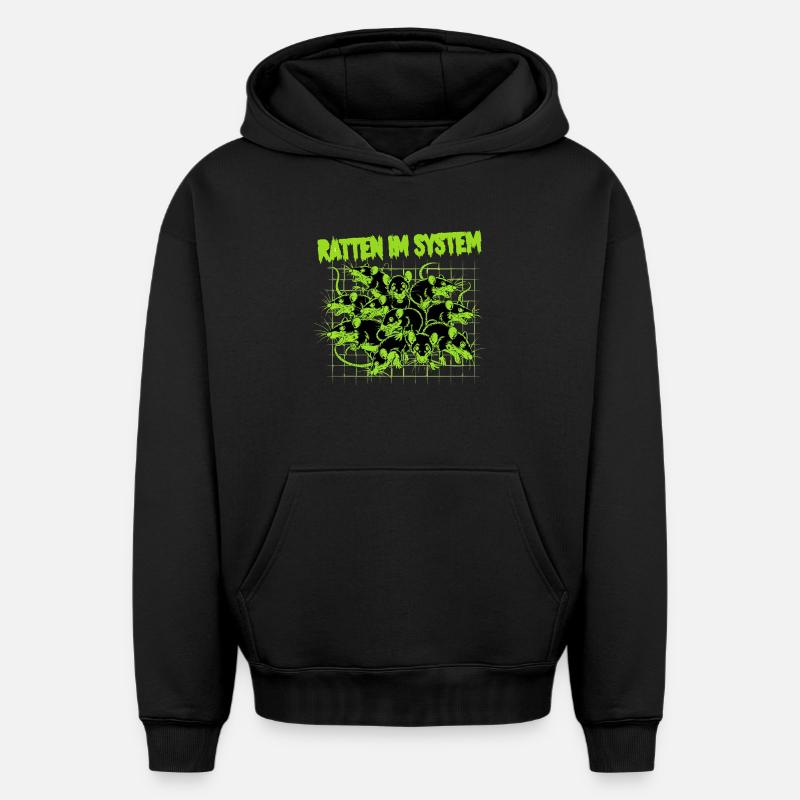 Rats dans le système - Punk - Sweat à capuche unisexe oversize épais SPREAD - noir