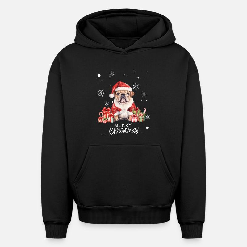 Chien Noël - Sweat à capuche unisexe oversize épais SPREAD - noir