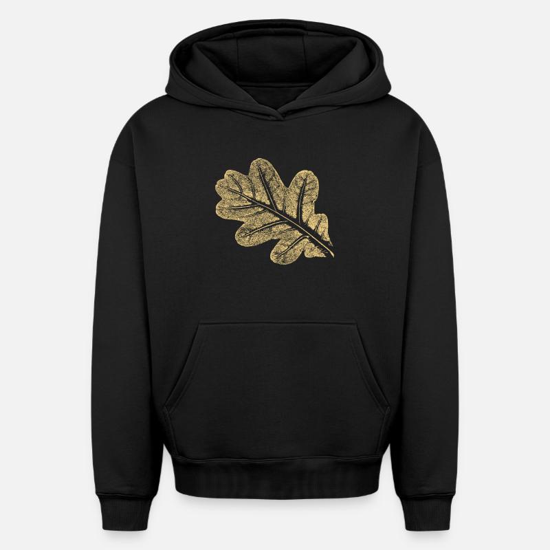 Feuilles - Chêne / Botanique & Nature - Sweat à capuche unisexe oversize épais SPREAD - noir