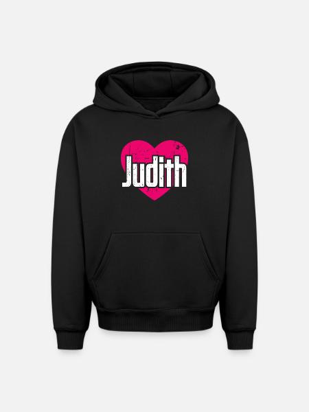 J’aime Judith Coeur rose J’aime Judith - Sweat à capuche unisexe oversize épais SPREAD - noir