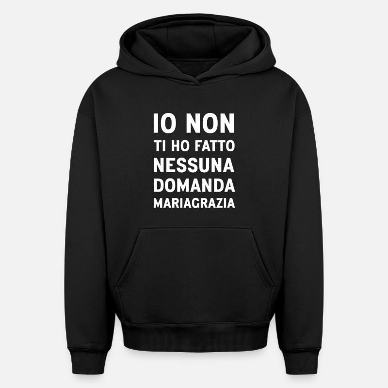 Mariagrazia (Version Noire) - Sweat à capuche unisexe oversize épais SPREAD - noir