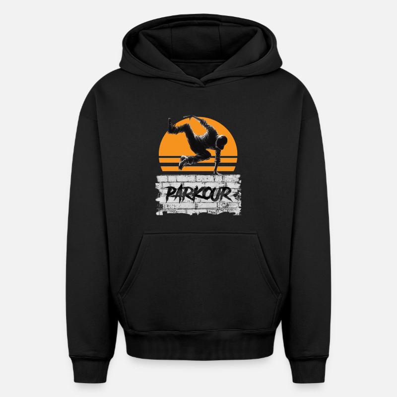 Parkour - Sweat à capuche unisexe oversize épais SPREAD - noir