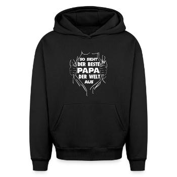 So sieht der beste Papa der welt aus - Sweat à capuche unisexe oversize épais SPREAD - noir - Devant - AI Model Female 172 light (172cm) & AI Model Male 185 light (185cm)
