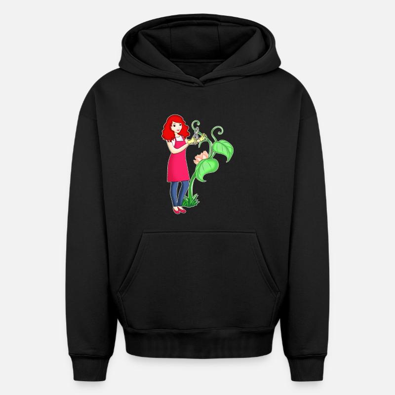 Jardinage - Sweat à capuche unisexe oversize épais SPREAD - noir