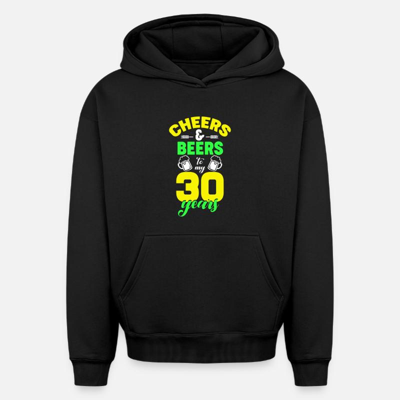 Acclamations et bières - 30e anniversaire - Sweat à capuche unisexe oversize épais SPREAD - noir