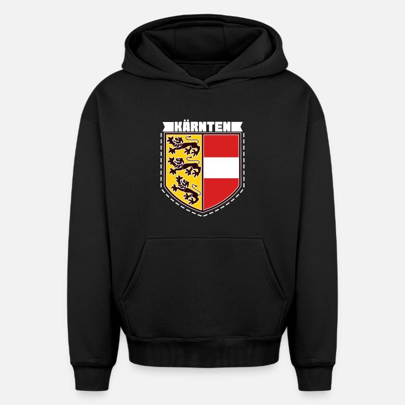 Carinthie, Autriche - Sweat à capuche unisexe oversize épais SPREAD - noir