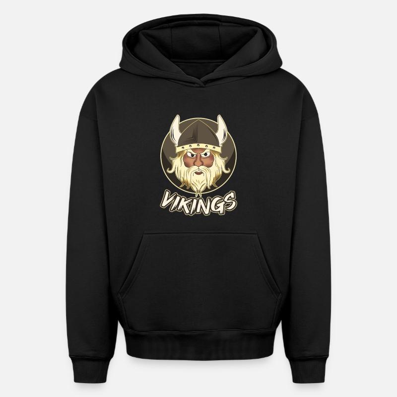 Vikings - Sweat à capuche unisexe oversize épais SPREAD - noir