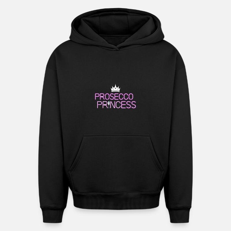 Prosecco Princesse - Sweat à capuche unisexe oversize épais SPREAD - noir