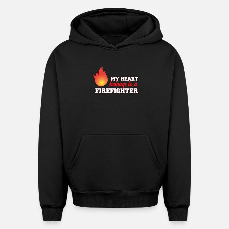 pompiers - Sweat à capuche unisexe oversize épais SPREAD - noir