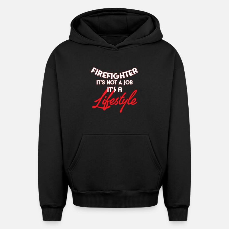 pompiers - Sweat à capuche unisexe oversize épais SPREAD - noir