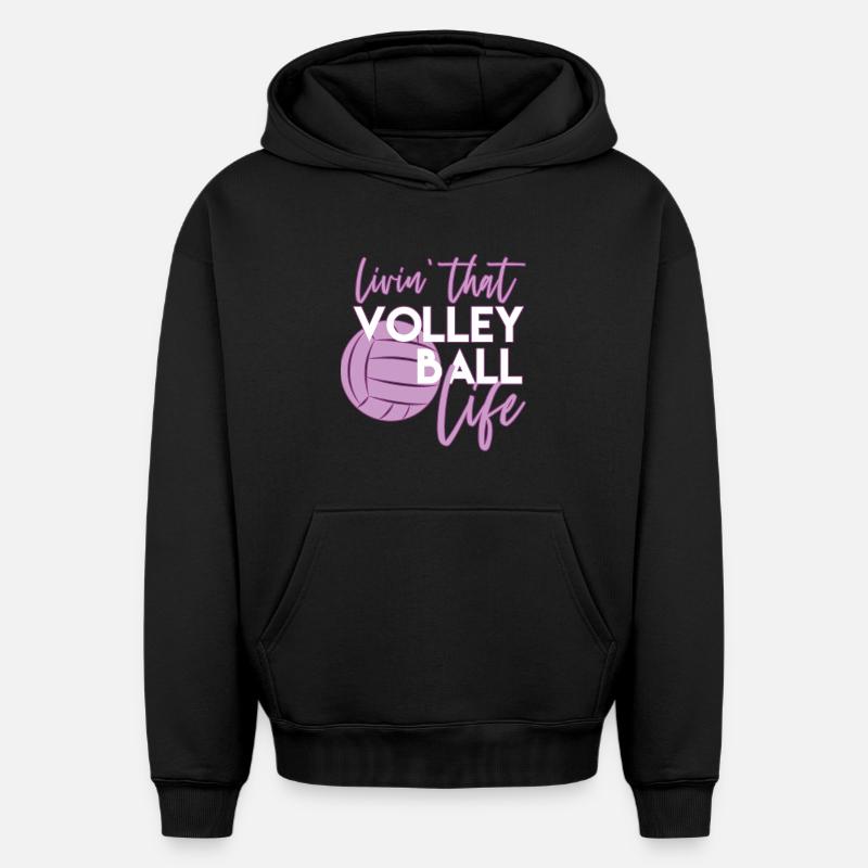 volley-ball - Sweat à capuche unisexe oversize épais SPREAD - noir