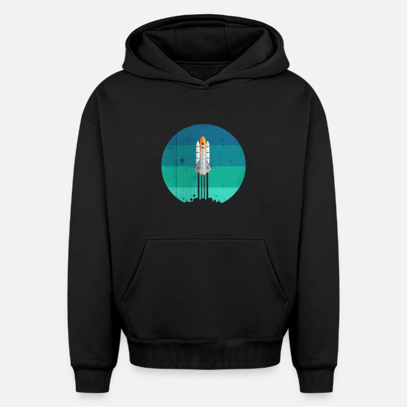 Lancement d'une fusée spatiale - Sweat à capuche unisexe oversize épais SPREAD - noir