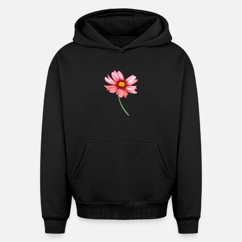 fleur - Sweat à capuche unisexe oversize épais SPREAD - noir