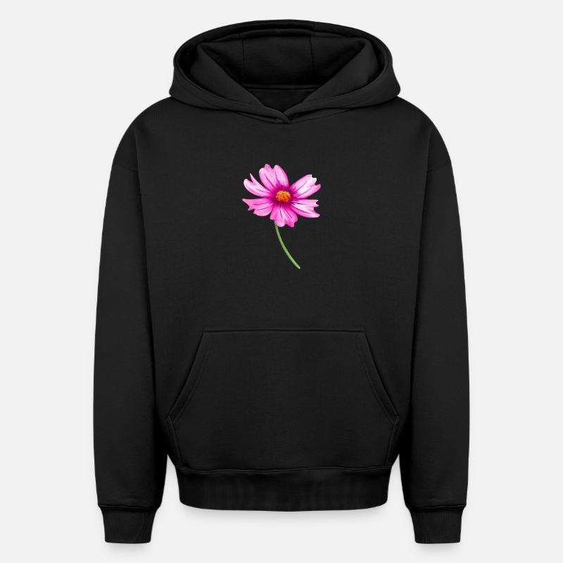 fleur - Sweat à capuche unisexe oversize épais SPREAD - noir