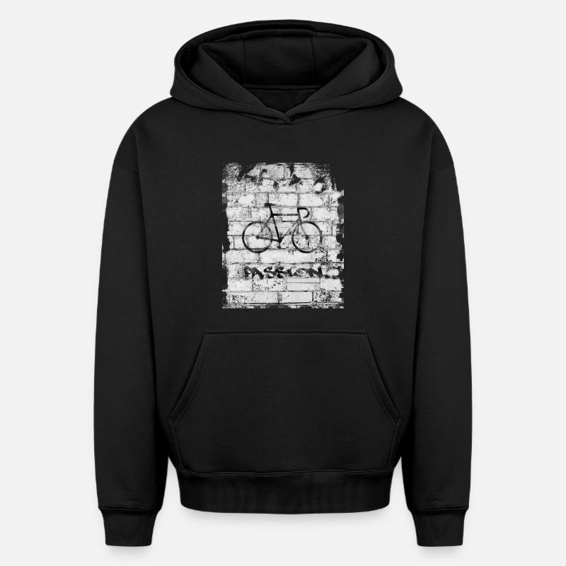Bicyclette - Sweat à capuche unisexe oversize épais SPREAD - noir