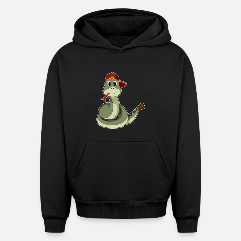 Serpent avec casquette - Sweat à capuche unisexe oversize épais SPREAD - noir