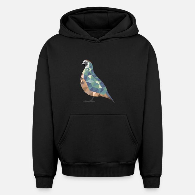 Polygone cailles cailles cailles cailles cadeau - Sweat à capuche unisexe oversize épais SPREAD - noir