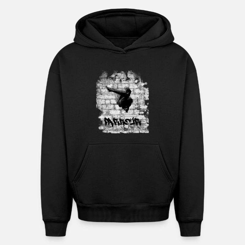 Parkour - Sweat à capuche unisexe oversize épais SPREAD - noir