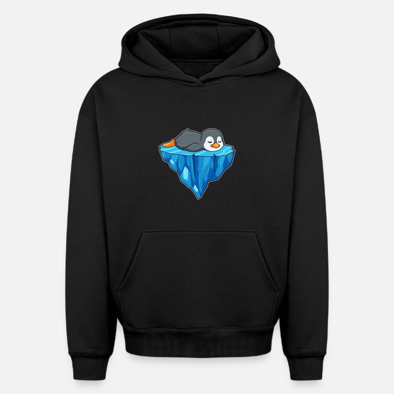 Pingouin sur la banquise - Sweat à capuche unisexe oversize épais SPREAD - noir