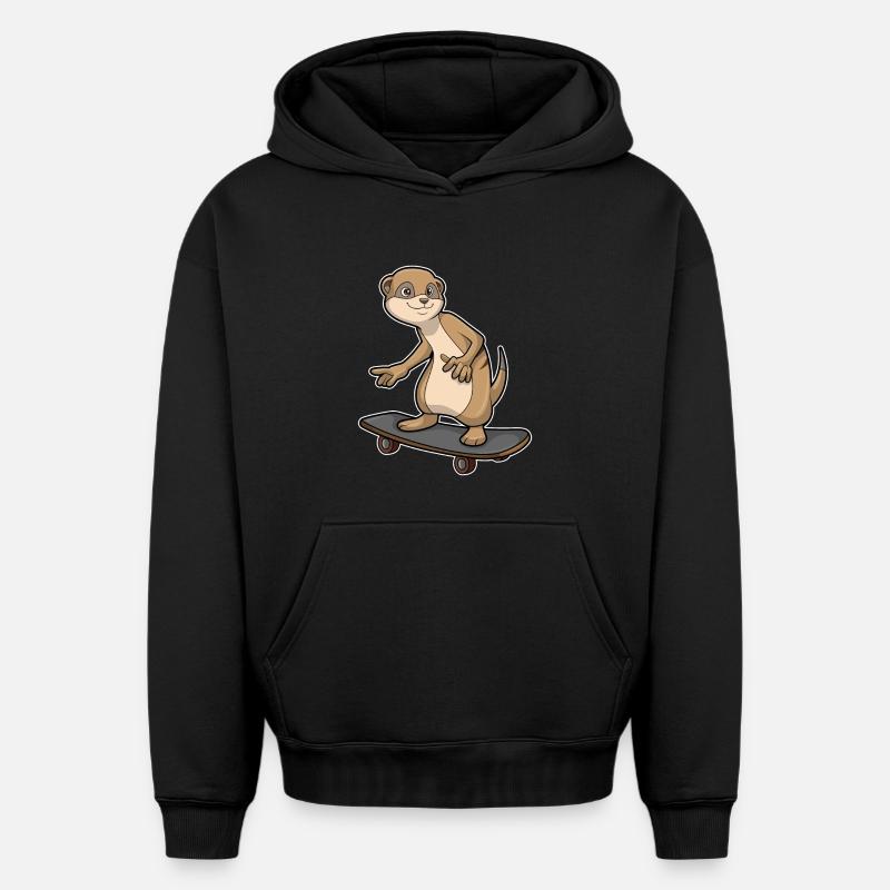 Suricate Skater Skateboard - Sweat à capuche unisexe oversize épais SPREAD - noir