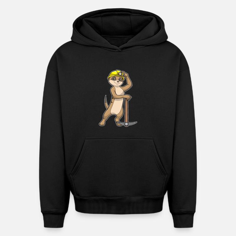 Suricate comme mineur avec pioche - Sweat à capuche unisexe oversize épais SPREAD - noir