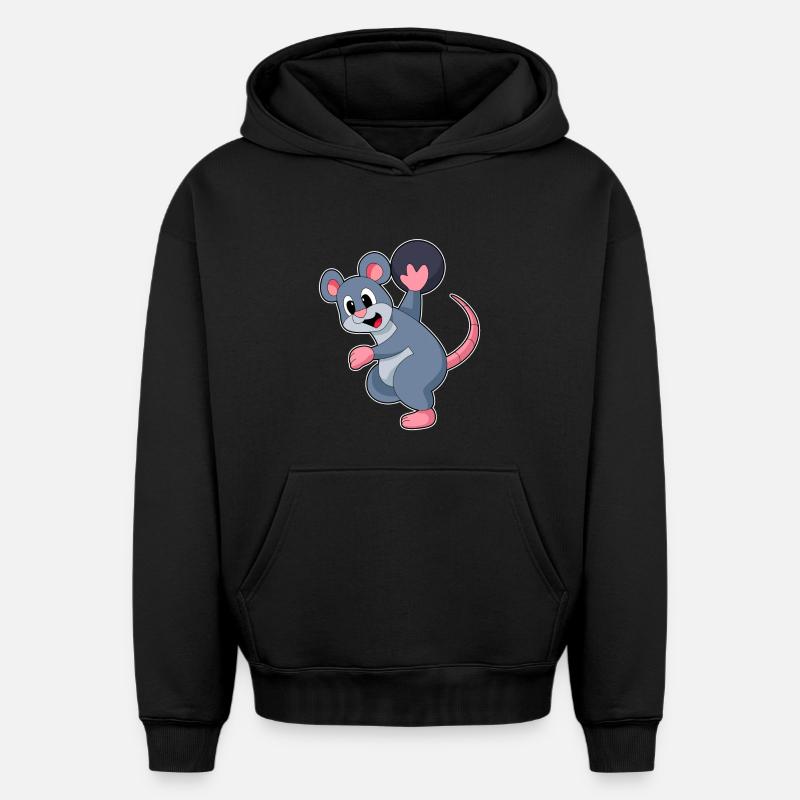 Boule de bowling rat - Sweat à capuche unisexe oversize épais SPREAD - noir