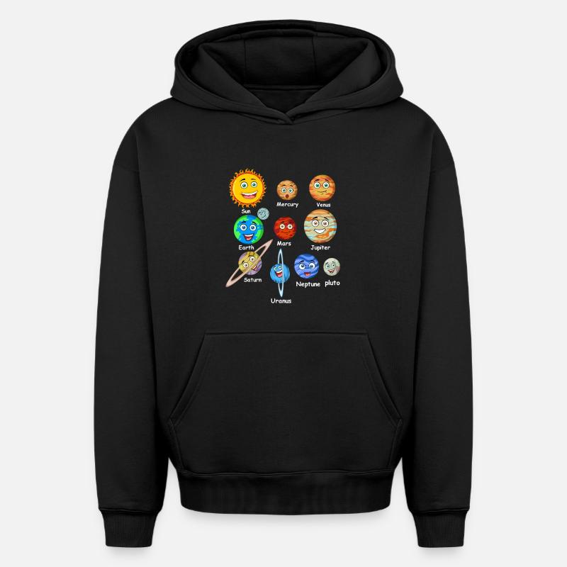 Solar system planets - Oversized Heavyweight Unisex Hoodie - black